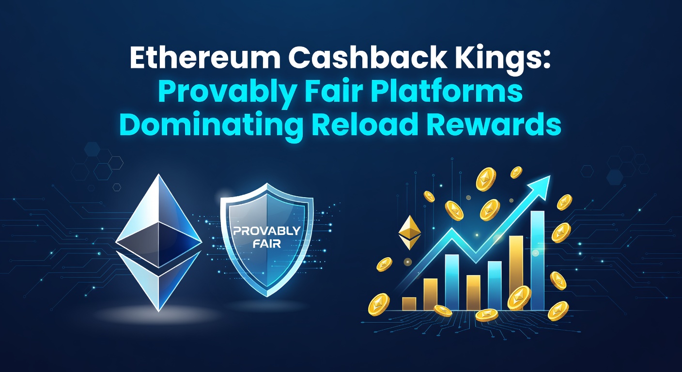 Darstellung einer Ethereum-basierten Cashback-Plattform mit provably fair Mechaniken und Reload-Reward-Anzeigen auf einem modernen Dashboard