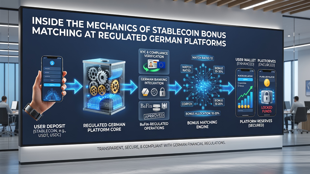 Detailansicht eines Blockchain-basierten Bonusabgleichs mit Stablecoins